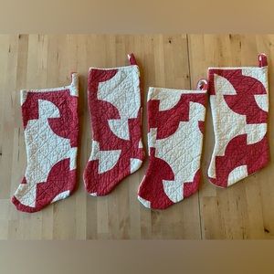 Handmade Vintage Quilted Christmas Stockings (set of 4)
